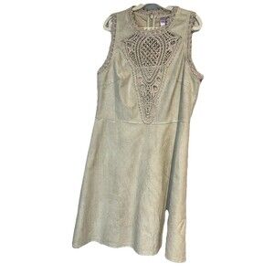 Alya‎ (Francesca’s brand) Tan Suede and Lace Sleeveless Dress Size Medium EUC
